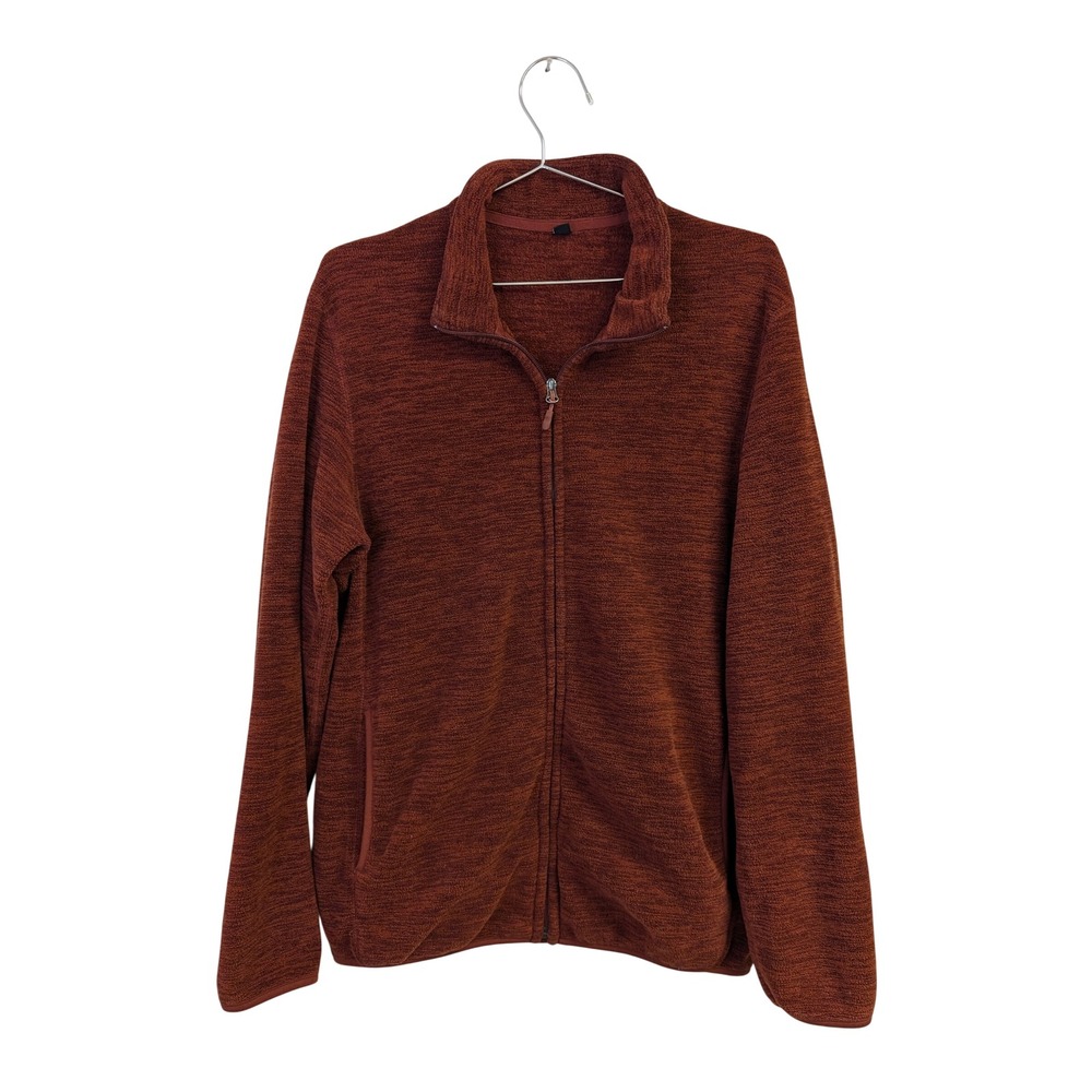 Uniqlo Men's Fleece Full-Zip Jacket Outdoors Lightweight Burnt Orange Large